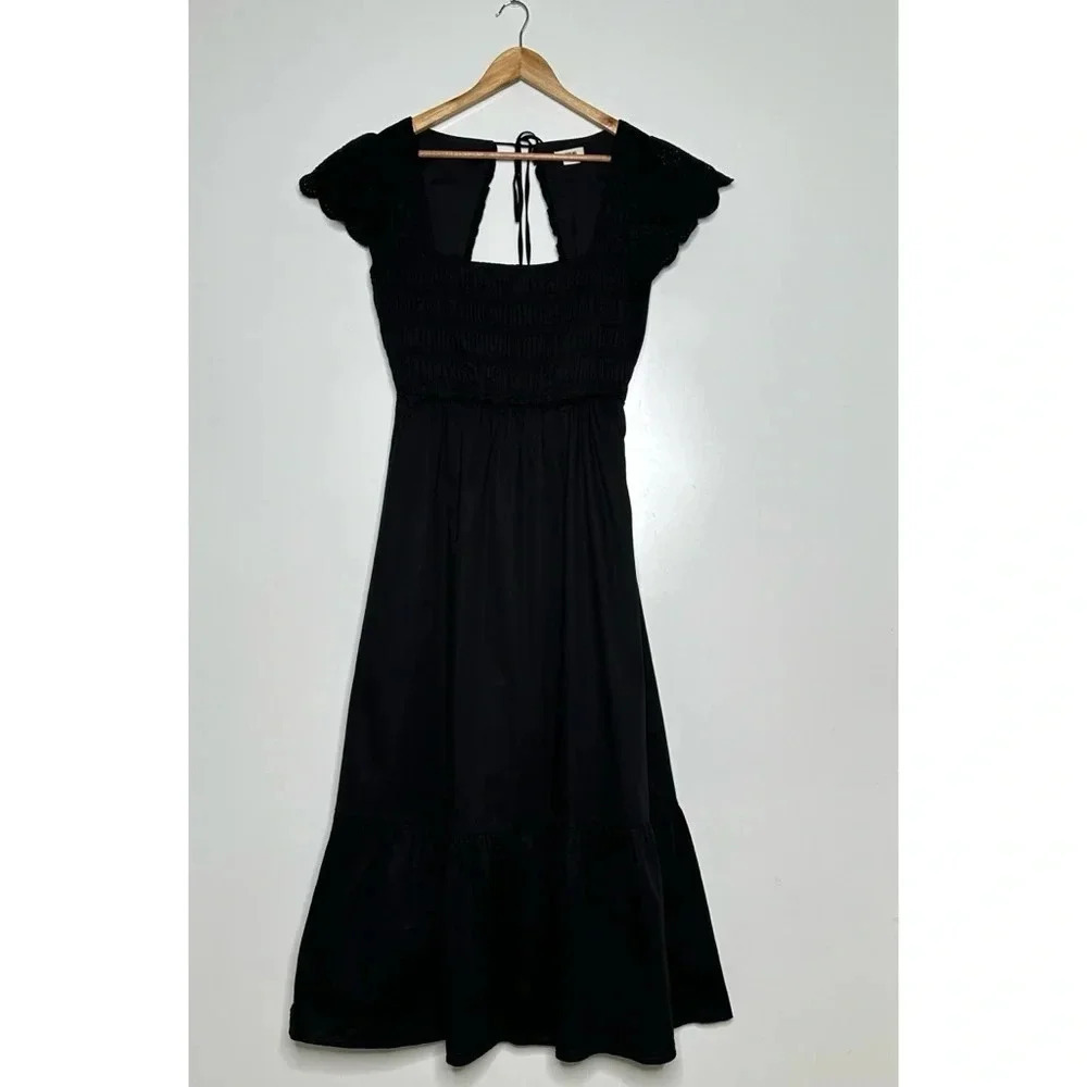 Jason Wu Black Open Back Eyelet Smocked Maxi Dress Size Large — image 2 of 8